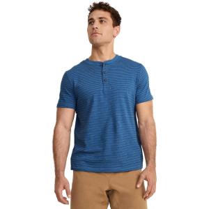 imageJockey Mens Casualwear Outdoors Short Sleeve HenleyHenley Stripe Blues