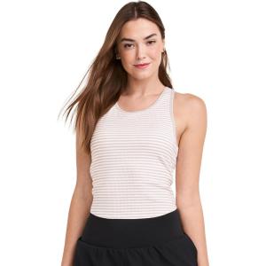 imageJockey Womens EVERACTIVE Rib Racer Crop TankMoonbeam Stripe