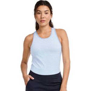 imageJockey Womens EVERACTIVE Rib Racer Crop TankPowder Blue Stripe