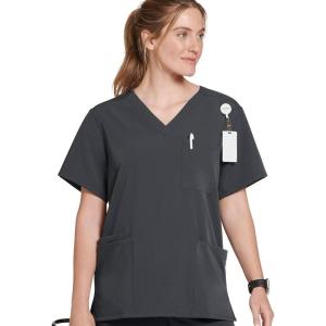 imageJockey Unisex Scrubs Classic Unisex Four Pocket Scrub TopCharcoal