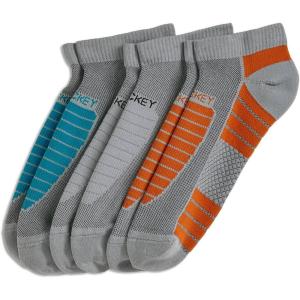 imageJockey Mens Socks Made in America Sport Low Cut Socks  3 PackLight Grey on Libby TealLight GreyLight Grey on Orange