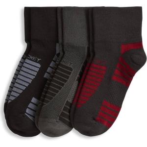 imageJockey Mens Socks Made in America Sport Quarter Socks  3 PackBlack on GreyGrey on GraniteBlack on Cardinal