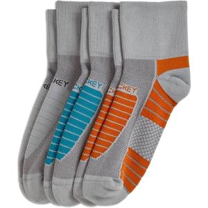 imageJockey Mens Socks Made in America Sport Quarter Socks  3 PackLight Grey on Libby TealLight GreyLight Grey on Orange