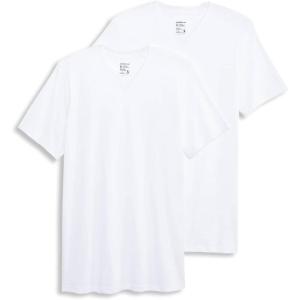 imageJockey Mens Undershirt Big Man Made in America 100 Cotton VNeck Undershirt  2 PackWhite
