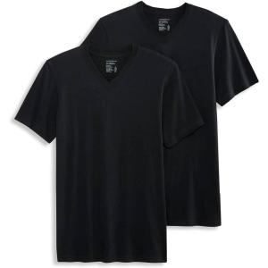 imageJockey Mens Undershirt Made in America 100 Cotton VNeck Undershirt  2 PackBlack