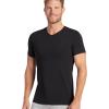 imageJockey Mens Undershirt Slim Fit Cotton Stretch VNeck Undershirt  2 PackBlack