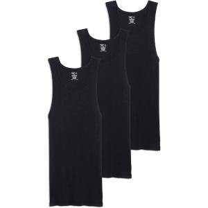 imageJockey Mens Undershirt 100 Cotton Big Man AShirt Tank  3 PackBlack