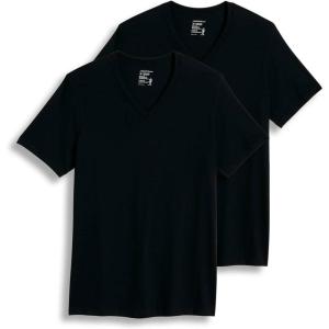 imageJockey Mens Undershirt Big Man Classic VNeck Undershirt  2 PackBlack
