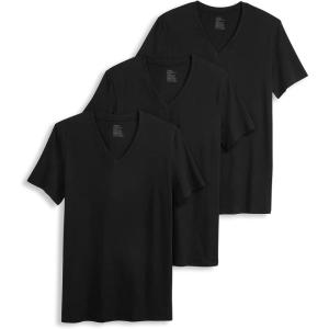 imageJockey Mens Undershirt Smooth Fit Cotton Stretch VNeck Undershirt  3 PackBlack