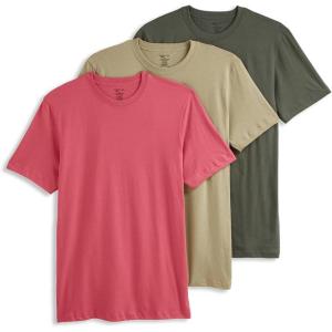 imageJockey Mens Undershirt Classic Crew Neck Undershirt  3 PackBrunswick GreenRocky BeachMalibu Red