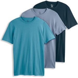 imageJockey Mens Undershirt Classic Crew Neck Undershirt  3 PackTeal SlateSilver Line BlueOcean Sky