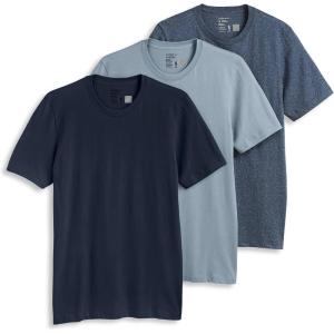 imageJockey Mens Undershirt Classic Crew Neck Undershirt  3 PackTrue NavyDeep Sea HeatherSilver Line Blue