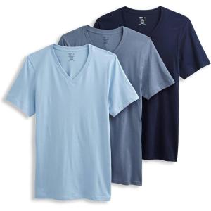 imageJockey Mens Undershirt Classic VNeck Undershirt  3 PackTrue NavyBlue StardustDusk Blue
