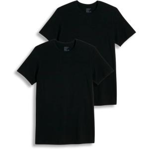 imageJockey Mens Undershirt Slim Fit Cotton Stretch Crew Neck Undershirt  2 PackBlack