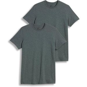 imageJockey Mens Undershirt Slim Fit Cotton Stretch Crew Neck Undershirt  2 PackCinder Heather