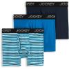 imageJockey Boys Underwear Cotton Stretch Boxer Brief  3 PackCool Blue StripeTurquoise GemTrue Navy