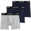 imageJockey Boys Underwear Cotton Stretch Boxer Brief  3 PackTrue NavyGrey HeatherTrue Navy