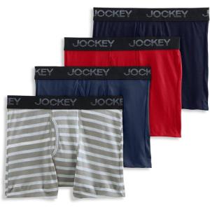 imageJockey Boys Underwear Cotton Blend Boxer Brief  4 PackNavyRedBlueGrey