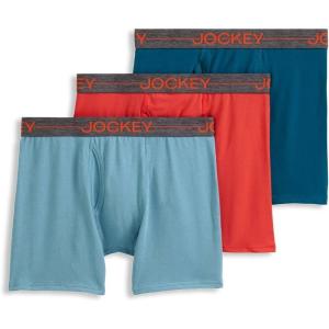imageJockey Boys Underwear Cotton Stretch Boxer Brief  3 PackDusty SkiesHeat WaveBlue Monday