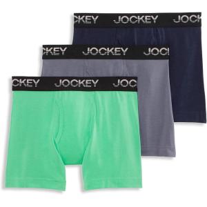 imageJockey Boys Underwear Cotton Stretch Boxer Brief  3 PackTrue NavyLantern GreySoft Green