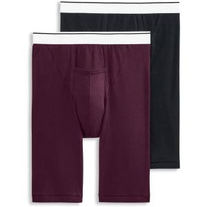 imageJockey Mens Pouch 10quot Midway Brief  2 PackBlackPinot Noir
