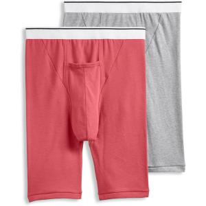imageJockey Mens Pouch 10quot Midway Brief  2 PackGrey HeatherMalibu Red