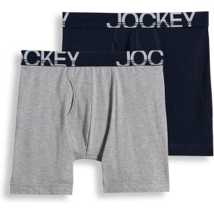 imageJockey Mens Underwear Big Man ActiveStretch Long Leg Boxer Brief  2 PackTrue NavyGrey Heather