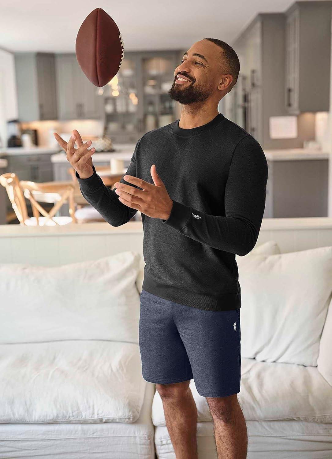 imageJockey Mens Loungewear Cotton Blend Fleece 85quot ShortTrue Navy Heather