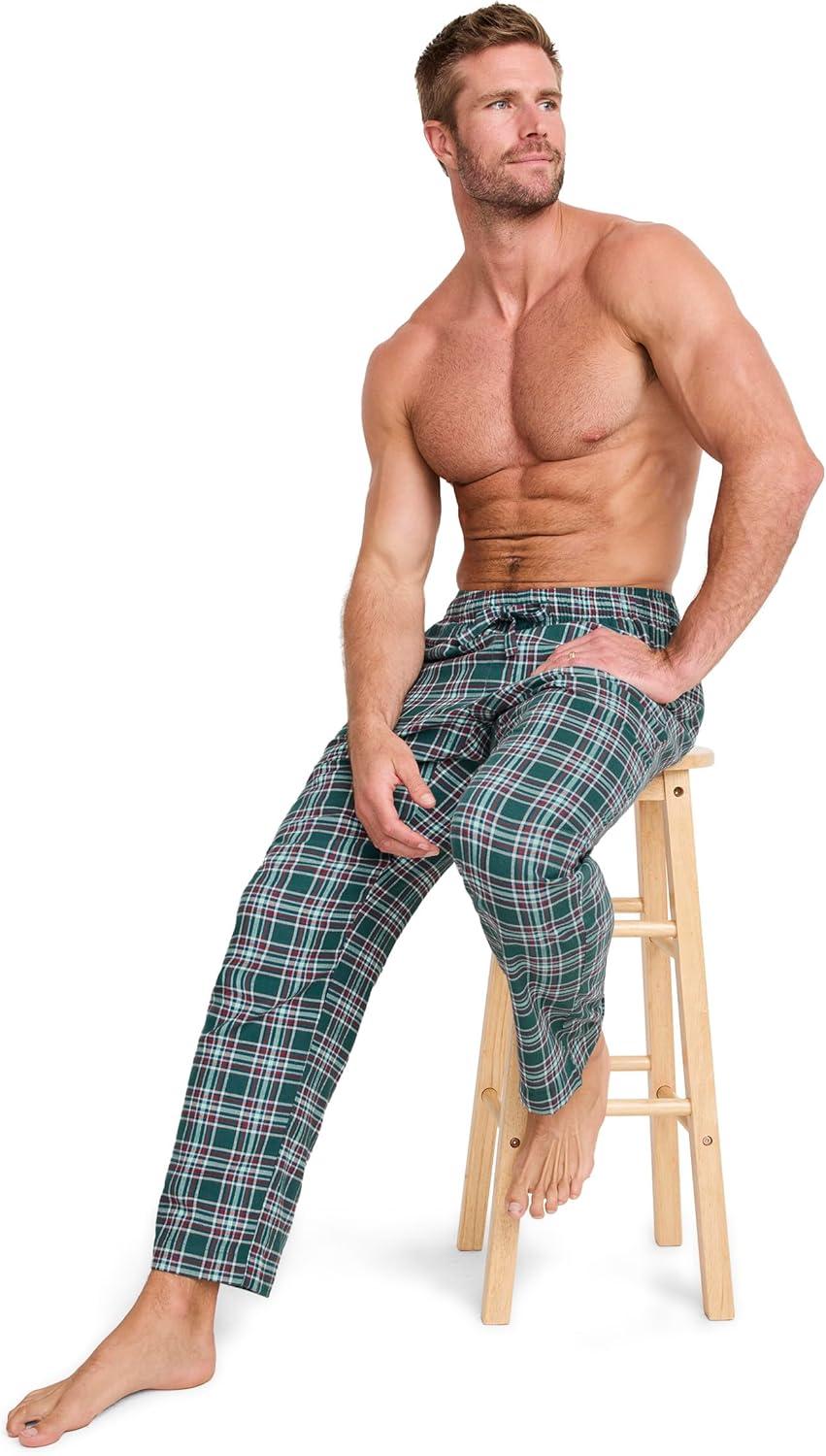 imageJockey Mens Sleepwear Tall Man Flannel Sleep PantCactus Pine Candy Plaid