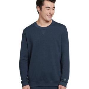 imageJockey Mens Loungewear Cotton Blend Fleece Crew SweatshirtThunder Blue Heather
