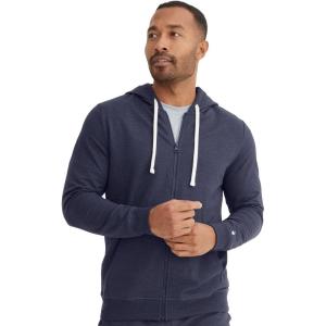 imageJockey Mens Loungewear Cotton Blend Fleece Full Zip HoodieTrue Navy Heather