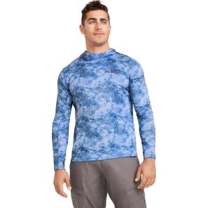 imageJockey Outdoors Mens Long Sleeve Hooded Sun ShirtTrue Blue Water Print