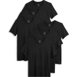 imageJockey Mens Cotton Stretch Crew Neck Undershirt  6 PackBlack