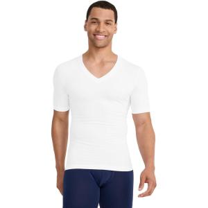 imageJockey Mens FormFit Cotton Stretch VNeck UndershirtDiamond White