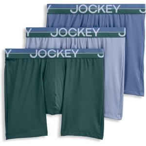imageJockey Mens Infinite Cool Microfiber Stretch 6quot Boxer Brief  3 PackCactus PineShowerFresh Coast