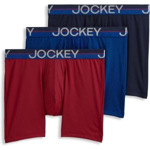 imageJockey Mens Infinite Cool Microfiber Stretch 6quot Boxer Brief  3 PackRed AppleMarina BlueTrue Navy