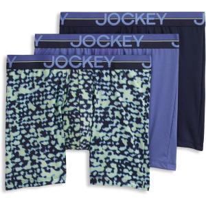 imageJockey Mens Infinite Cool Microfiber Stretch 6quot Boxer Brief  3 PackStumbling StencilsTrue NavyFuture Dusk