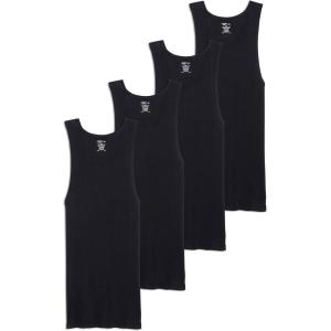 imageJockey Mens Undershirt 100 Cotton AShirt Tank  4 PackBlack