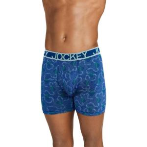 imageJockey Mens Underwear Active Microfiber 5quot Boxer BriefStippled Blue Waves