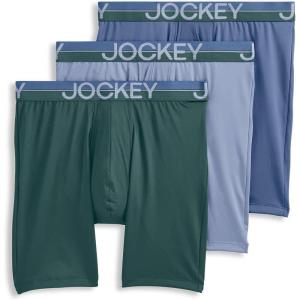 imageJockey Mens Underwear Infinite Cool Microfiber Stretch 8quot Long Leg Boxer Brief  3 PackCactus PineShowerFresh Coast