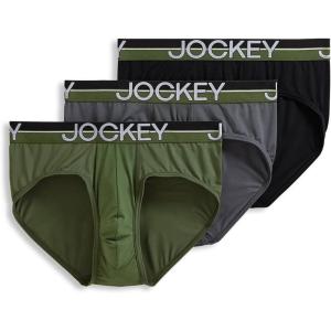 imageJockey Mens Underwear Infinite Cool Microfiber Stretch Brief  3 PackMilitary GreenBattleship GreyBlack