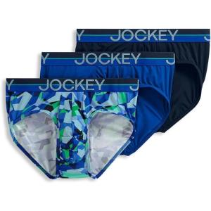 imageJockey Mens Underwear Infinite Cool Microfiber Stretch Brief  3 PackOpaque Geo BluesBluest BlueTrue Navy