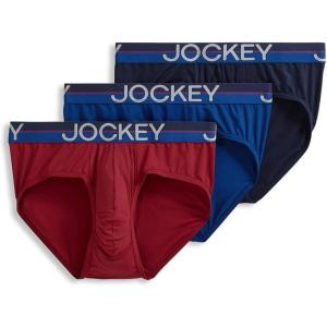 imageJockey Mens Underwear Infinite Cool Microfiber Stretch Brief  3 PackRed AppleMarina BlueTrue Navy