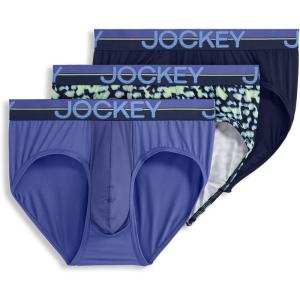 imageJockey Mens Underwear Infinite Cool Microfiber Stretch Brief  3 PackStumbling StencilsTrue NavyFuture Dusk