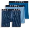 imageJockey Mens Underwear ActiveStretch 7quot Long Leg Boxer Brief  3 PackRadiant BlueDotted NavyHorizon Blue