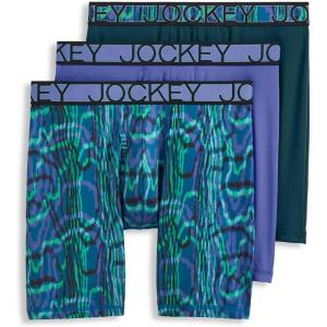 imageJockey Mens Underwear Active Microfiber 9quot Long Leg Boxer Brief  3 PackFuture DuskDark PsychedelicOcean Sky