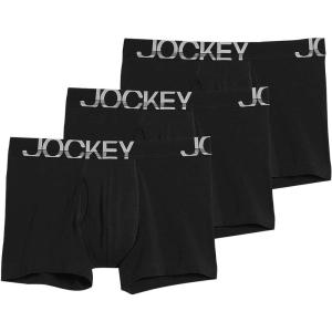 imageJockey Mens Underwear ActiveStretch 4quot Boxer Brief  3 PackBlack