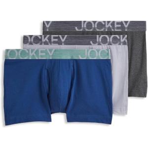 imageJockey Mens Underwear ActiveStretch 4quot Boxer Brief  3 PackCharcoal HeatherMarina BlueGrey Dove