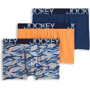imageJockey Mens Underwear ActiveStretch 4quot Boxer Brief  3 PackFluid CamoInk WellOrange Dream