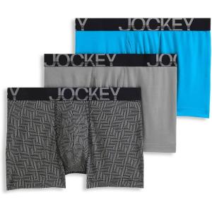 imageJockey Mens Underwear ActiveStretch 4quot Boxer Brief  3 PackPebbleZ StripeExtra Turquoise
